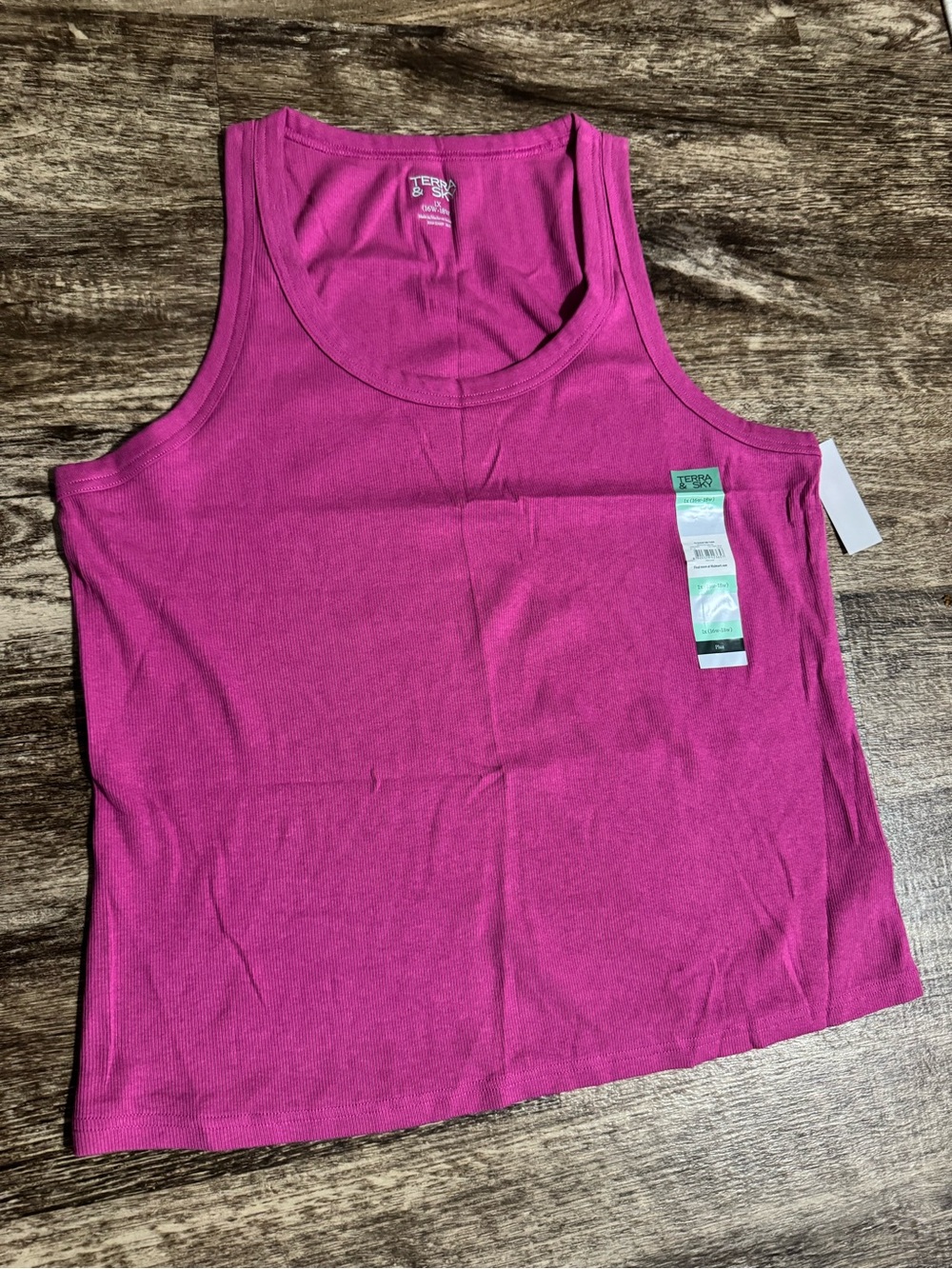 Terra & Sky Women's Bright Magenta Ribbed Tank
